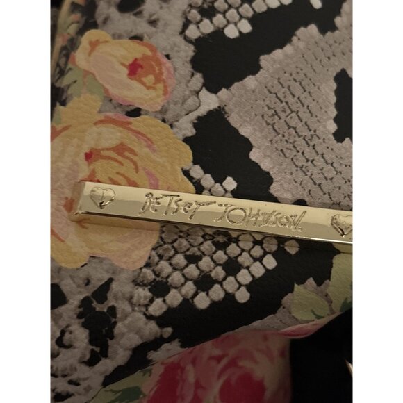 Betsey Johnson Black Dog Floral Snake Skin Print Mini Adjustable Backpack - Picture 5 of 6